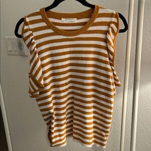 Anthropology Striped Mustard and White sweater tank